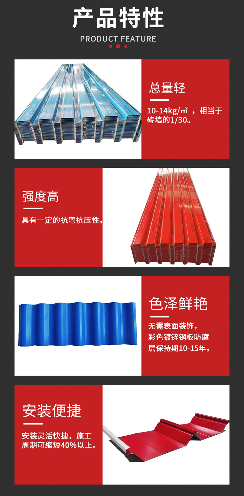 彩钢压型板产品特性